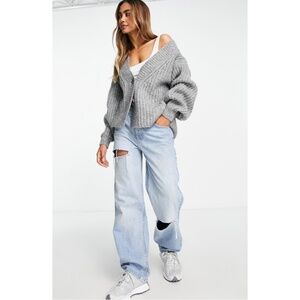 ASOS DESIGN Chunky Rib Stitch Cardigan Gray Size 10 NEW
